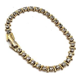 Vintage S Link Crystal Tennis Bracelet 7.25in